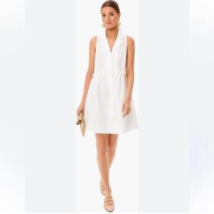 Tuckernuck Oxford White Sleeveless Royal Shirt Dress Womens XXS Coastal Preppy